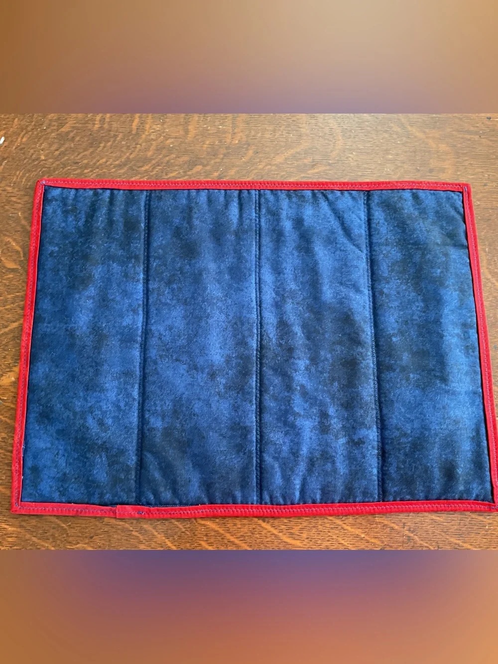 Handmade Quilted Large Hot Pad - Red, White, Blue Swirl